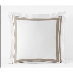 The Company Store Supima Cotton Sateen Double Border Euro Sham Light Birch White